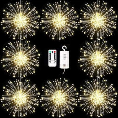 KIKILIVE Fireworks Fairy Lights Fireworks Lights Fireworks LED Light Copper Wire Fireworks Lights Christmas Fireworks String 8 Modes Waterproof with Remote Control Pack of 8