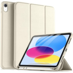 drivego Case for iPad 10th Generation 2022 with Pen Holder, Trifold Stand, Supports Touch ID, Automatic Sleep/Wake, iPad 10.9 Inch Flexible TPU Case for iPad 10th Generation, Starlight