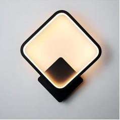 ZTWLEED LED Wandleuchte Innen,14W 1600LM Moderne Wandlampe 3 Farben Licht 3000K/4000K/6000K,Schwarz Quadrat Wandbeleuchtung für Schlafzimmer Wohnzimmer Korridor Treppe 30CM 220V