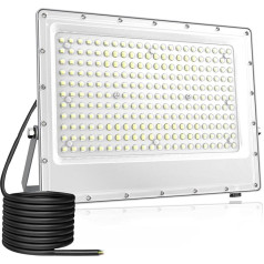 Fosingut Outdoor LED Spotlight, 200 W LED Spotlight Indoor, Cool White 6500 K, 290 LEDs, Floodlight, Workshop Lamp, IP65 Waterproof Wall Light, Outdoor Floodlight, 20000 LM Construction Spotlight for
