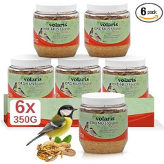 Eggersmann volaris 6 x 350 g Premium Peanut Butter for Wild Birds - Calorie Rich Fat Food - Peanut Butter Birds in Plastic - Glass (6 x 350 g, Insects)