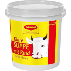 MAGGI Professional Clear Soup with Beef Powder and Beef Fat, Immediately Dissolvable, Yield 227.5 L, Pack of 1 (1 x 12.5 kg Bucket)