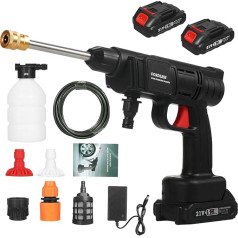 Idropulitrice Portatile, 350 PSI Idropulitrice Pulitore Portatile Senza Fili con Tubo da 5 m, IIdropulitrice Portatile with 2 Batteries, Lunga Durata, per Irrigazione, Pulizia, Automobili, Pavimenti