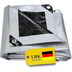 WDB 260 g Tarpaulin, Protective Tarpaulin, Garden Tarpaulin, Coated on Both Sides, Waterproof, Washable, Long-lasting, UV-Stabilised, Universal Tarpaulin with Eyelets, Various Sizes Available (5 m x 8