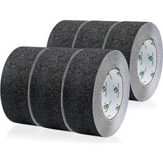 BOMEI PACK Black Non-Slip Adhesive Tape Strips with Self-Adhesive, 6 Rolls of 50 mm x 10 m Stair Step Tape Adhesive Non-Slip Adhesive Tape, High Traction for Flooring Indoor and Outdoor Use