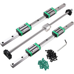 CNCYEAH Linear Guide Kit, 2 Pieces HGR20-1000 mm Linear Guide Rail + 1 Piece Ball Screw SFU1605-1000 mm, BF12/BK12 Support, DSG16H, Coupling, with 4 Pieces Sliding Block for 3D Printer CNC Machine