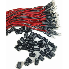 50-100 Pieces 3 mm/5 mm Red/Green/Blue/RGB White UV DC12V Round Pre-Wired Water Clear LED with Plastic Holder, 100 Pieces Holder, 5 mm Rgb Fast