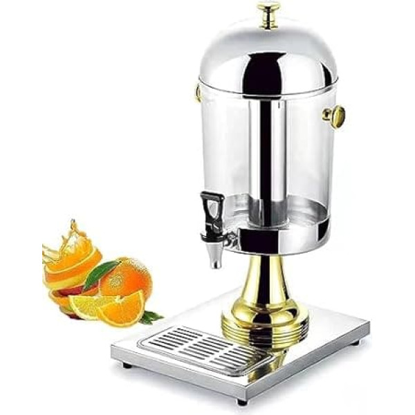 Beverage Dispenser with Tap, 8/16/24L Tank Juice Dispenser, Commercial Juice Machine, Stainless Steel Drink Dispenser, for Restaurant Hotel Bar (Color : Gold, Size : 8L)
