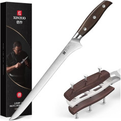 XINZUO 25.5 cm Ham Knife, German 1.4116 Stainless Steel Kitchen Carving Knife Sharp Cold Cutting Knife Cooking Multi-Purpose Brisket Knife for Ham, Meat, Fish Ergonomic Handle Made of Red Sandalwood