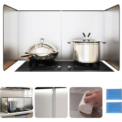 Aisny Kitchen Splash Plate, 3-Sided Stainless Steel Splash Guard, 80 x 40 x 30 cm, Stove Kitchen Anti Splatter Shield, Foldable Kitchen Splash Plate, Oil Smoke Baffle, Kitchen Stove Splash Guard