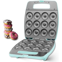 Baker's Friend Mini Donut Maker, Donut Maker, Donuts Baking Mould, Bakes 12 Mini Doughnuts, Perfect for Breakfast, Snacks, Desserts & More, Aqua