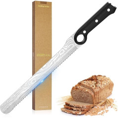 ZLemma Professional bread knife with serrated edge, 25 cm, made of high-quality stainless steel, extra sharp knife blade with ergonomic handle