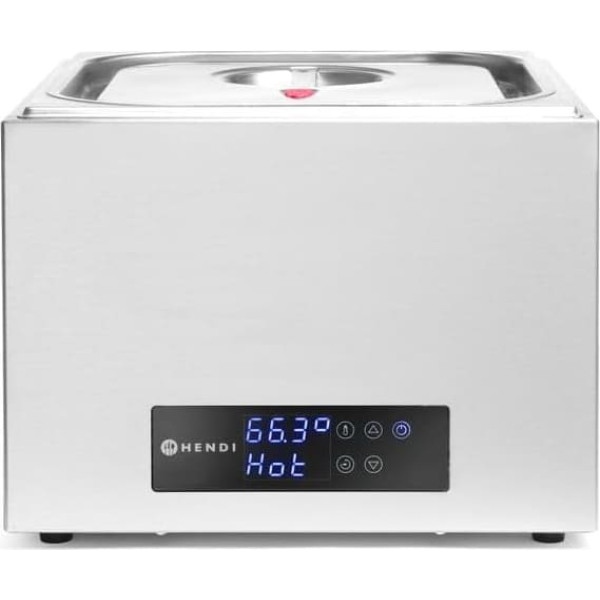 HENDI Sous-Vide Device, Sous-Vide Cooker, with 4-Piece Spacer, Vacuum Food in a Water Bath, Temperature Range: 35°C to 90°C, GN 2/3, 13L, 230V, 400W, 363 x 335 x (H) 290 mm, Stainless Steel