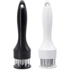 Meat Tenderizer 2 Pieces Stainless Steel Needle Manual Steak Hammer Beater for Kitchen Cooking Chicken Breast Steak Pig Chicken Fish Beef (White+Black)