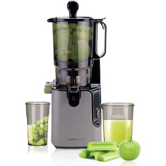 Charmline 13 cm Extra Large Filling Chute Juicer Slow Juicer, Juicer Vegetable and Fruit Test Winner, Cold Press Juicer, Quick to Clean, 1.5 L, 250 W, Silver Grey