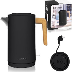 ZEEGMA KETLEE 1.7L Cordless Electric Tea Coffee Kettle 2200 Watt Water Level Indicator Auto Shut-Off Stainless Steel Modern Elegant Design (Black)