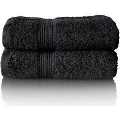 Glart Premium Terry Towel Set, Terry Towel Series in 6 Colours and 5 Sizes, Colour: Black, 2 x Hand Towels 50 x 100 cm