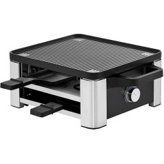 WMF Lono Raclette Grill with Frying Pan and Sliders, Raclette 4 People, 870 W, Matte Stainless Steel