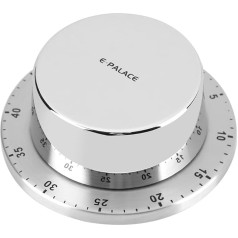 Manual Mechanical Kitchen Timer with Magnetic Base Countdown Cooking Baking Timing Tool [Silver]