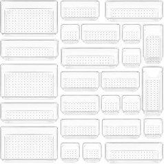 Vtopmart 25 Pieces Drawer Organiser with 4 Sizes, Make-Up Organiser System, Dressing Table Organiser Can be Used for Makeup, Kitchens, Bathrooms, Office, Dressing Table