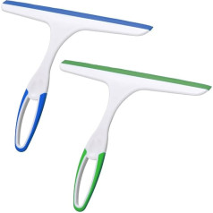DAZISEN 2 Pieces Shower Rubber Squeegee - Multipurpose Shower Squeegee Window Squeegee Cleaner Scraper Shower Glass Wiper for Home and Car for Glass, Mirror, Window, Floor (Green/Blue)