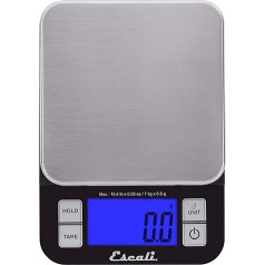 Escali SQ157B Nutro Digital Kitchen Scales - Kitchen Scales - Kitchen Office - Baking Hobbies - Herb Scales Household Scales - 6.8 kg - Black - 20.3 x 14.6 x 3.2 cm