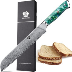 WILDMOK Serrated Bread Knife, 20 cm, Robust and Durable Resin Handle, Bread Knife Made of 67 Layers Japanese VG10 Steel, Bread Cutting Knife for Bread, Cakes, Bagels