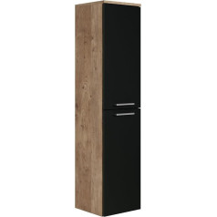 Saturnus Bathroom Cabinet 130 cm Oak Chestnut with Matt Black - Shelf Cabinet Tall Cabinet Furniture