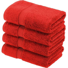 4-Piece Hand Towel Set, Premium Long-Staple Cotton, 900 GSM, Red