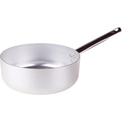 Pentole Agnelli Professional Aluminium Casserole Pan 3 Mm. Thick with One Handle, Diameter 18 cm, Steel Silver