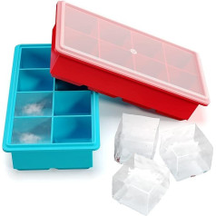 Vremi Silicone Ice Cube Tray with Plastic Lid Large Multi-Coloured