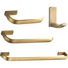 Flybath 4-Piece Bathroom Accessory Set - 57 cm Towel Rail Single, Towel Ring, Toilet Paper Holder, Towel Hook, Wall Mounted Brass, Brushed Bronze