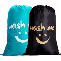IHOMAGIC 2 Pack Laundry Bag Travel 120 L Dirty Laundry Hamper Laundry Bag Laundry Bag Large Foldable Laundry Basket Laundry Bin Laundry Container 420D Fabric for Travel Laundry Room Light Blue/Black