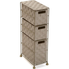 Versa Mannheim Bathroom Furniture with 3 Drawers for Organising, Modern and Fun Storage, Measures (H x L x W) 57 x 28 x 15.5 cm, Nylon, Beige