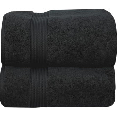 Jumbo Bath Towels Extra Large (90 x 180 cm, 2 Pack) 100% Cotton Super Soft Hotel Quality Towel Bath Towel - 600 GSM Ring Spun Ultra Soft Bathroom Bath Towels Set (Black)