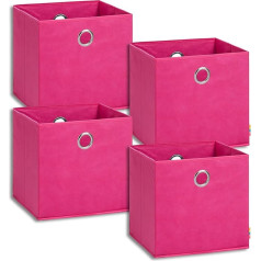 Storanda Set of 4 Storage Boxes, 33 x 33 x 33 cm, Extra Large Handles, Stable & Foldable, Shelf Box for Cube Shelf, Kallax, Ideal for Home and Children's Room, Pink