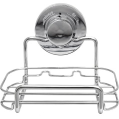 BlissHome Shower Soap Dish Chrome Plated Steel Wire and Rubber Suction Cup 10 x 13 x 6 cm