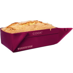 coox Wunderform S, the First Foldable Loaf Tin, Space-Saving Silicone Baking Mould, BPA-Free, Dark Red