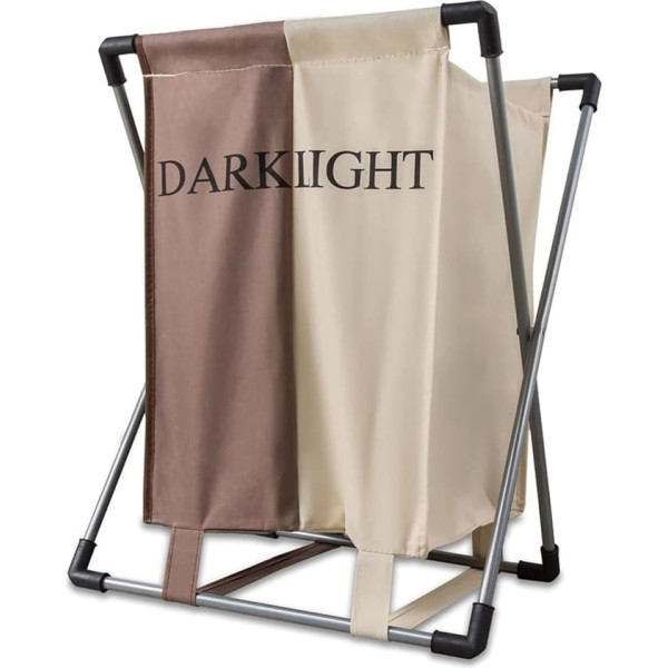 INTIRILIFE Laundry Basket in Cream Brown - 45 x 55 x 35.5 cm - Laundry Bin with 2 Compartments and Inscription Made of Washable Fabric - Laundry Hamper Laundry Chest Laundry Box Laundry Sorter Dirty