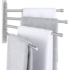KES Towel Rail Swivelling 4 Arms Towel Rail 180° Rotation Towel Holder Stainless Steel SUS304 Bathroom Towel Holder Wall Mounted Brushed A2102S4-2