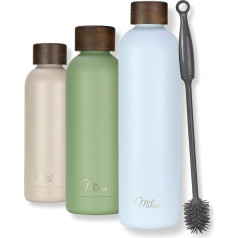 Milu Thermos Flask, 500 ml, 750 ml, 1 Litre, Insulated Stainless Steel, Leak-Proof Insulated Flask, Double-Walled, Suitable for Carbonated Drinks, Includes Cleaning Brush (Baby Blue, 1000 ml)