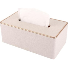 Oungy Handkerchiefs Box, PU Leather Cosmetic Tissues Box, Beige Rectangular Apricot Cosmetic Tissues Box Napkin for Office/Car/Home (25 x 13.5 x 9.5 cm)