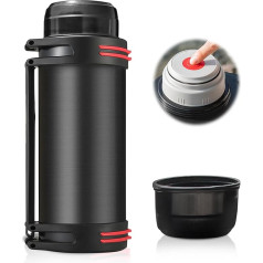 Thermos Flask with Drinking Cup, 1.2 L Thermos Flask, Stainless Steel, Leak-Proof Thermos Flask, Insulated Flask, Stainless Steel Drinking Bottle for Coffee, Adults, Tea