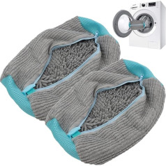 Shoes Wash Bag Trainers - Zip Design, Laundry Shoe Bag for Washing Machine, Protection for Shoes and Clothes, Perfect Cleaning Kit for Sneakers (Grey, Pack of 2)