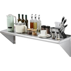 VEVOR Spice Rack Wall Shelf 1219 x 356 x 348 mm, Hanging Kitchen Shelf with Support Frame, Floating Shelf Stainless Steel 158 kg Load Capacity, Shelf Board Wall Shelf Spice Rack for Kitchens,