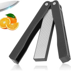 AYNEFY Handheld Double Sided Sharpener, Double Sided Knife Sharpener Portable Knife Sharpener Folding Anti Slip Sharpener Knife Sharpener for Kitchen (New Black)