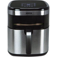 JOCCA - Digital Hot Air Fryer 10L with Viewing Window | Air Fryer 1700W | Stainless Steel Design | 8 Automatic Programmes | Healthy Kitchen Without Oil | LED Touch Screen