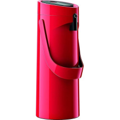 Emsa GmbH 515706 ponza insulated thermos jug: 1.9 litres, stainless steel, 17 x 16.5 x 39 cm, Stainless Steel, red, 17 x 16.5 x 39 cm
