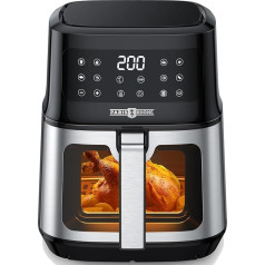 PARIS RHÔNE XXL Hot Air Fryer with Viewing Window, 5 L Fryer Hot Air, 8 Cooking Functions, Airfryer One-Touch Operation, Fryer with Hot Air Without Oil, Dishwasher Safe, Air Fryer Energy Saving