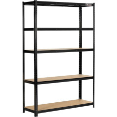 Rhino Racking - Heavy Duty 5 Tier Industrial Shelving Unit Black 180x120x40cm